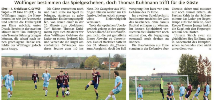 SV Eime mit glücklichen Auswärtssieg!